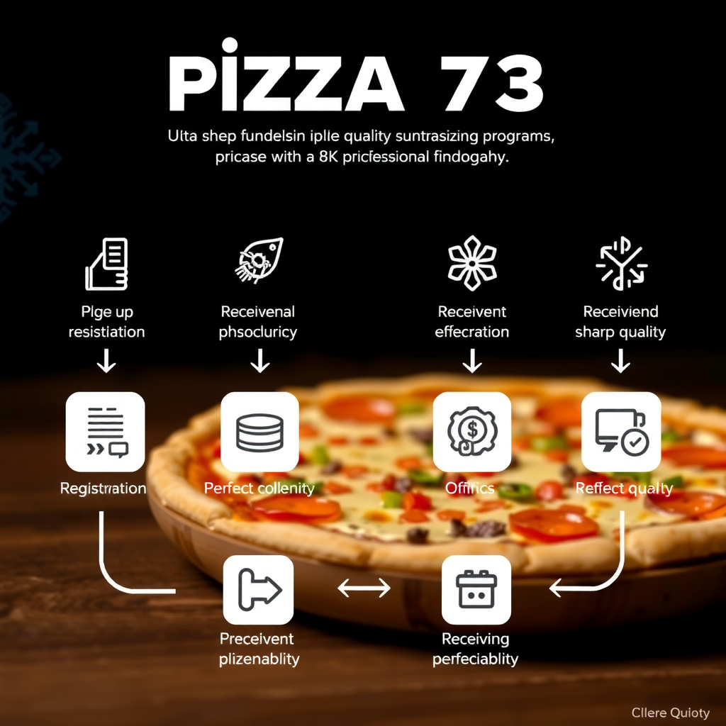 Step-by-step visual guide showing the Pizza 73 fundraising process from registration to receiving funds, with icons and arrows illustrating each stage of the program